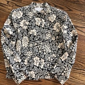 Vintage Floral Print Black and Cream Jacket